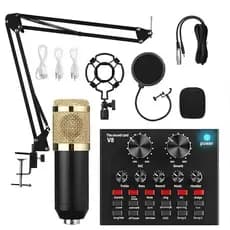 Kit Microfone Condensador Para Estúdio Lotus  + Placa De Som Interface De Áudio