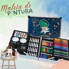 Maleta De Pintura Infantil Kit Artes 144 peças Educativo Escola Férias Papelaria Criança criativa kit completo