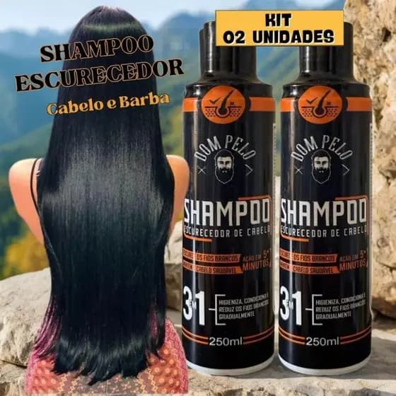 SHAMPOO ESCURECEDORE DOM PELO 250ML TONALIZANTE CABELOS FIOS BRANCOS ENVIO IMEDIATO!!