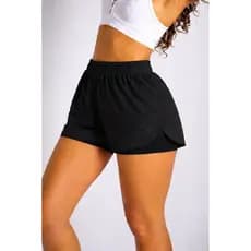2 Short Duplo 2 Em 1 Compressão Fitness Feminino Bermuda
