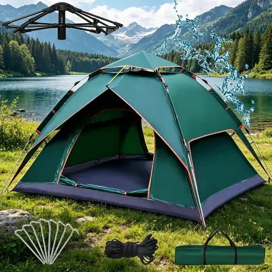 Barraca Auto-armável Avançada Familiar Compacta Impermeável, Montagem Rápida para Viagens e Camping