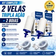 Kit 02 VELAS FILTRO BARRO TRIPLA AÇÃO PRATA COLOIDAL CARVÃO ATIVADO UNIVERSAL + 02 BOIA DOSADORA