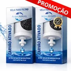 02 Velas para Filtro de Água Carvão Ativado AcquaAzzura Água Pura Remove Cloro Impurezas Dupla Ação