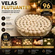96 Velas Flutuantes Premium Decoração Elegante para Casamento, Aniversário e Eventos Especiais
