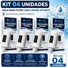 04 Velas Para Filtro De Barro CARVÃO ATIVADO Para Todos Filtros Filtragem Rápida - ENVIO IMEDIATO