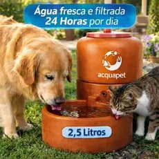 Bebedouro De Barro Para Cães Gatos Cachorros Pet Completo Vela Carvão Ativado 2,5L - ENVIO IMEDIATO