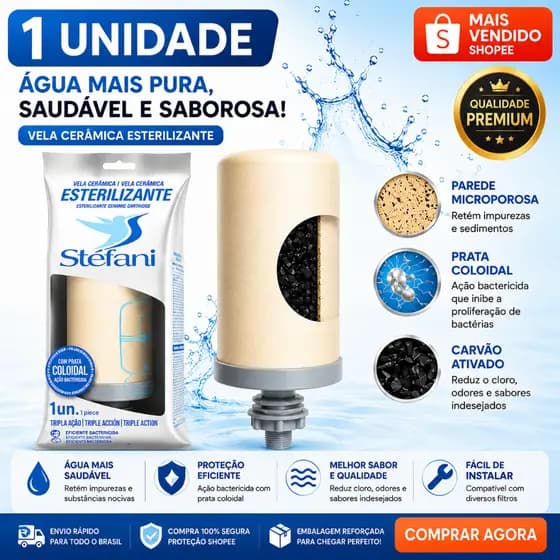 Vela para Filtro De Barro Esterilizante Tripla Ação Stéfani São João 1 UNIDADE -  ENVIO IMEDIATO