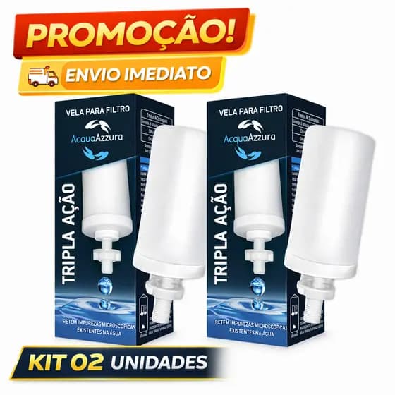Kit 2 Velas Filtro Barro Universal Tripla Ação Água Alcalina