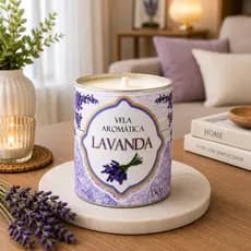 Vela Aromática Lavanda 130g Até 72h Perfumada Decorativa Premium