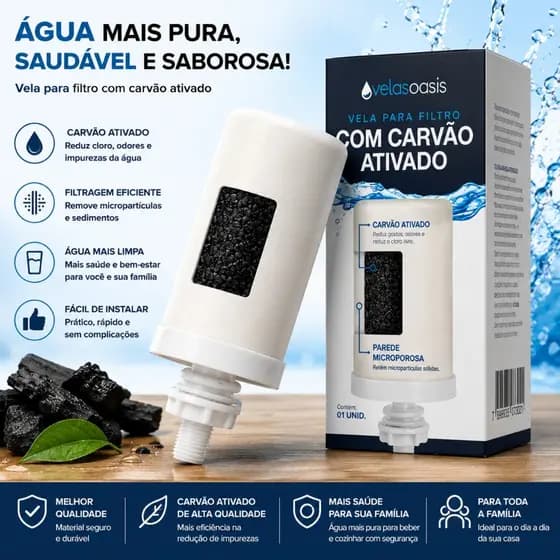 Vela Para Filtro De Barro CARVÃO ATIVADO Para Todos Os Filtros Filtragem Rápida - ENVIO IMEDIATO