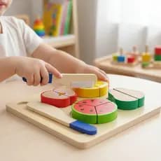 Brinquedo Madeira Educativo Montessori Comidinha Crec Velcro Frutas Legumes Frutos do Mar