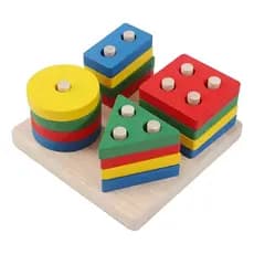 Brinquedo Educativo Pedagógico Montessori Formas Geométricas Madeira Colorido Prancha Encaixe