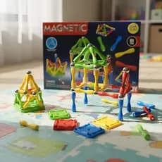 Jogo Palitos Magnéticos Brinquedo Montar Game Magnetic Blocos c/ Imã Conjunto Educativo 96 pçs