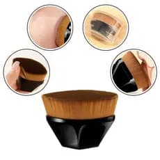 Pincel Kabuki Reto Profissional Base e Pó – Cerdas Macias Preto/Rosa