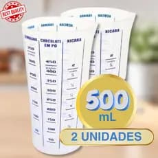 KIT COM 2 Copo De Medida 500ml com Dosador Medidor Líquidos Jarro Marcação