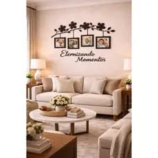 Painel de Fotos MDF com 4 Porta-Retratos 10x15 – Quadro Decorativo Família/Amor