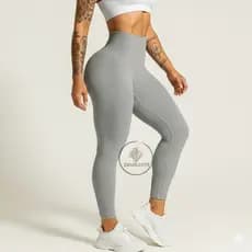 Calça Legging Canelada Premium de Cintura Alta Sem Costura Academia Feminina Elástica e Fitness