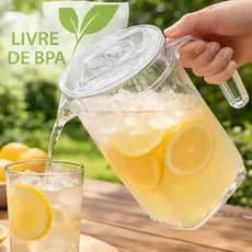Jarra Acrílica 1,9L com Tampa – Livre de BPA, Resistente, Ideal para Suco, Água e Bebidas Geladas | Cozinha Prática e El