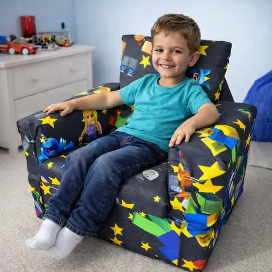 Sofá Infantil Tema Games para Menino e Menina Assento Confortável Macio e Divertido para Crianças