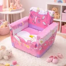 Sofá Para Crianças Estampado Bailarina Menina Decorativo Multiuso Versátil Personagens 2 a 5 Anos