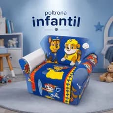 Poltrona Infantil Patrulha Canina Sofá Infantil Estofado Confortável Decorativa Quarto Criança