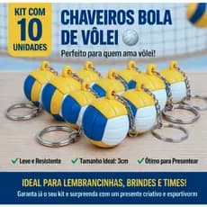 KIT 3, 5  ou 10 CHAVEIROS BOLA DE VÔLEI IDEAL PARA PRESENTEAR BRINDE LEMBRANÇA PARA TIMES E AMIGOS QUE AMAM VÔLEI