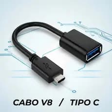 Cabo OTG Tipo C ou V8 Para Pendrive Teclado Mouse Android Transferência Dados