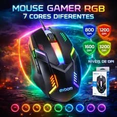 Mouse Gamer Led Rgb 7 Cores Com Fio Usb 1200dpi Ms-62 Exbom