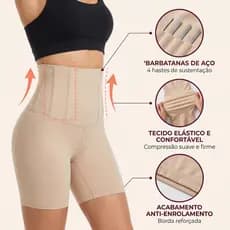Kit 2 Ou 1 Unidade Short Cinta Modeladora Levanta Empina Bumbum Feminina 4 Barbatanas Compressão