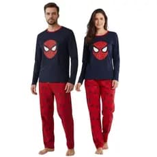 Kit 2 Pijamas Inverno de Casal Adulto Masculino e Feminino Estampas Personagens Divertidas Calça e Manga Comprida Oferta