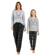 Kit 2 Pijamas Tal Mãe Tal Filha Calça e Manga Longa Inverno Promoção Feminino Mãe e Filha Personagens