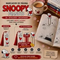 🐶 Marcador de Página Snoopy Peanuts 3D Individual ou Kit Colecionável Geek