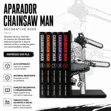 Aparador Suporte de Livros Anime 3D | Fan Art Chainsaw Man | Denji Pochita e Outros | Decoração Geek