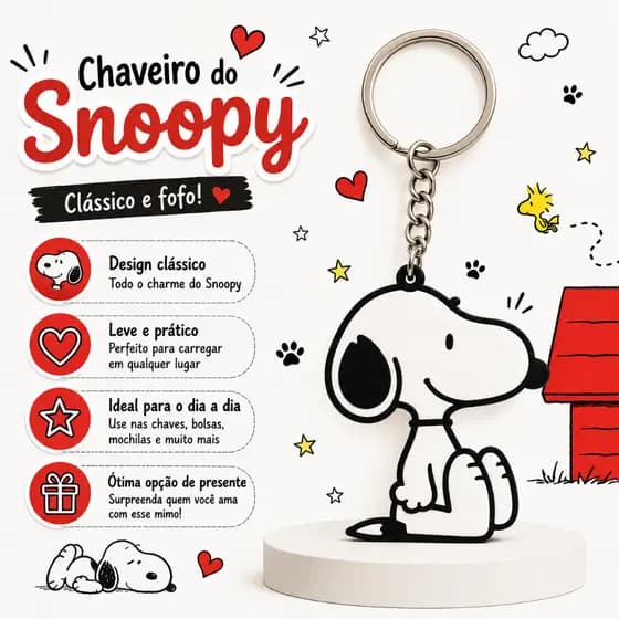 Chaveiro Snoopy Colecionável Presente Criativo