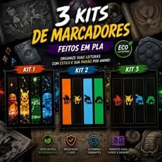 ⚡ Marcadores de Página Pokémon Iniciais 3D Kit Pikachu Charmander Bulbasaur Squirtle Anime Geek