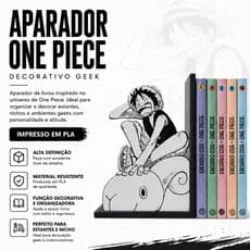 Aparador Suporte de Livros Anime 3D | Fan Art One Piece | Luffy Zoro Sanji D. Ace e Outros | Decoração Geek