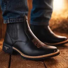 Botina Masculina Texana Botina Chelsea Country Confortável Em Couro Eco