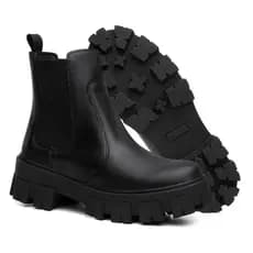 Bota Coturno Feminino Tratorada Chelsea Macia Confortável Oferta