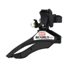 Cambio Dianteiro Sunrun Preto 31.8mm Indexado P/ Coroa Reduzida 42d Cabo Por Cima Bike Aro 29 ou 26