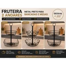 Fruteira 2 andares Metal preto Para Bancadas e Mesas - Vários Modelos Fáceis de Montar Escolha já o Seu