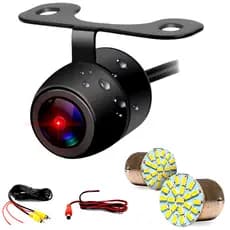Câmera De Re Automotiva Hd Colorida Visão Noturna Universal Veicular Borboleta a prova d agua Com Par 1 polo LED RÉ