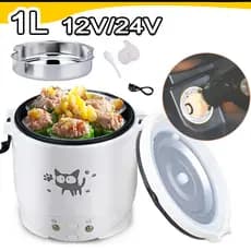1L Panela De Arroz Portátil 12V/24V P/ Viagem Carro Caminhão MultiCooker Panela