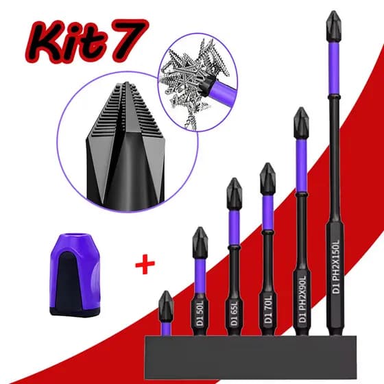 Kit 7 Chaves Bit PH2 Magnética Chave De Fenda Broca Auto Impacto Antiderrapante Philips Bits De Chave De Fenda Elétrica