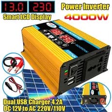 Inversor De 4000W 12V P 110/220V Com Duas Portas USB E Display LCD, Adequado Para Carros E Residências