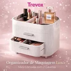 Organizador de Maquiagem Luxo 2 Gavetas Mini Cômoda Porta Cosméticos Penteadeira Bancada Porta Maquiagem Luxo Estilo