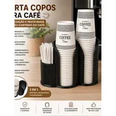 Porta Copos Para Café Organizador Cantinho Do Café Porta Mexedor Açúcar Cafeteira 3 Em 1Porta Mexedor e Sachês