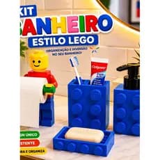 Kit Banheiro Estilo Lego Porta Escova Dispenser Saboneteira Suporte Papel Higiênico Decoração Geek Lavabo Banheiro Escov