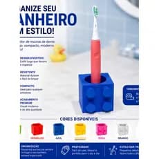 Porta Escova De Dente Elétrica Estilo Lego Suporte Organizador Banheiro Porta Escova Decorativo Moderno
