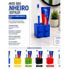 Porta Escova E Creme Dental Estilo Lego Organizador Banheiro Porta Escovas Suporte Creme Dental Decorativo Moderno