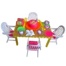 Kit Móveis de Boneca Com Mesa + Cadeiras E Acessório 17Pçs